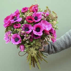 Sample of a luxury Pink anemone florist choice spring bouquet from Kensington flowers, London